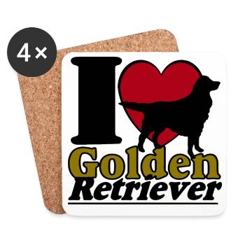 Golden Retriever , I Love ........................ - Untersetzer (4er-Set) - Weiß - Vorne