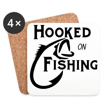 Hooked on Fishing Bold Bass Art - Coasters (set of 4) - white - Front