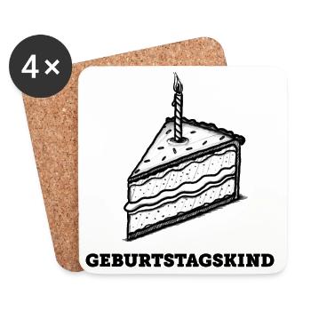 Birthday cake for the birthday boy or girl - Coasters (set of 4) - white - Front