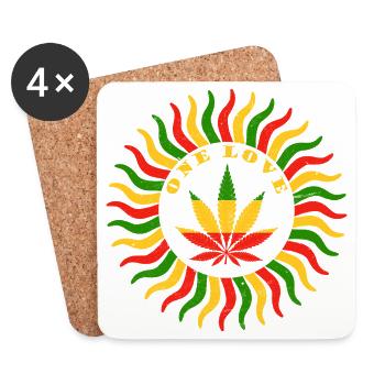 Vibrant Cannabis Love Emblem - Coasters (set of 4) - white - Front