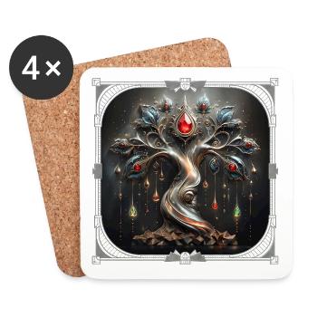 Art Deco design of the Tree of Life. - Coasters (set of 4) - white - Front