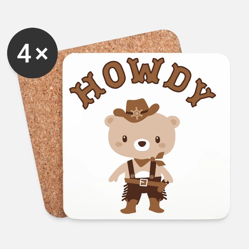 Howdy Teddy Cowboy - Untersetzer (4er-Set) - Weiß