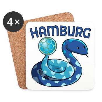 HANDBALL HAMBURG SCHLANGE - Untersetzer (4er-Set) - Weiß - Vorne