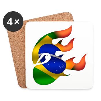 Drapeau du Brésil - Brésil - Ninja - Dessous de verre (lot de 4) - blanc - Devant