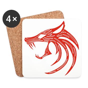 Red Demonic Wolf - Coasters (set of 4) - white - Front
