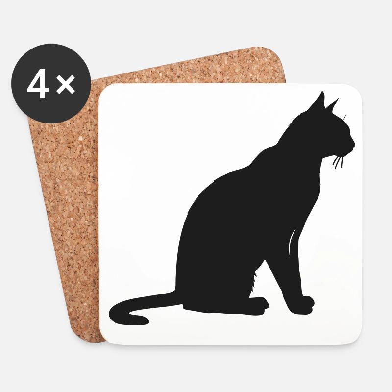 Elegante Silhouette einer Katze - Untersetzer (4er-Set) - Weiß