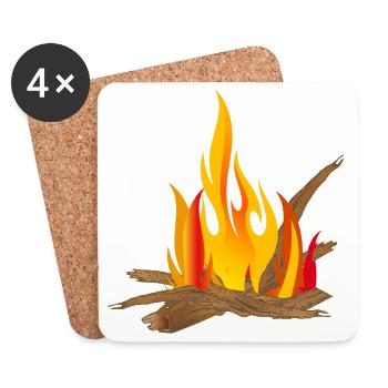 Campfire illustration with logs & flames - Coasters (set of 4) - white - Front
