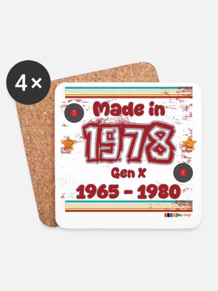 Retro-Design der 70er Generation - Untersetzer (4er-Set) - Weiß