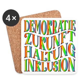 ZUKUNFT DEMOKRATIE - Untersetzer (4er-Set) - Weiß - Vorne