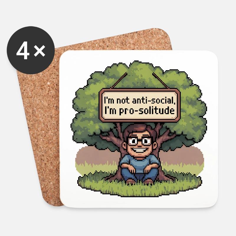 Pro Solitude Pixel Art Design - Untersetzer (4er-Set) - Weiß