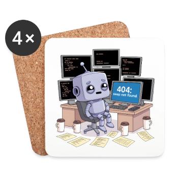 404 : Sommeil introuvable - Dessous de verre (lot de 4) - blanc - Devant