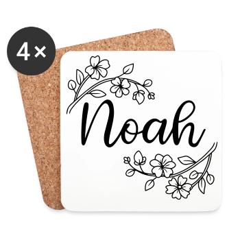 Noah | Name of Name | Vectorgraphic ! - Coasters (set of 4) - white - Front