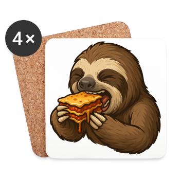 Sloth Lasagna Food Enjoyment Lazy - Coasters (set of 4) - white - Front