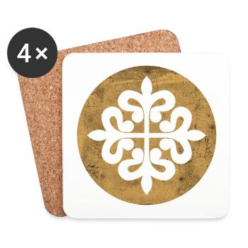 Alcantara Cross in a Golden Circle - Coasters (set of 4) - white - Front