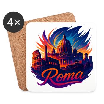 Rom Roma Hauptstadt Italien Silhouette Geschenk - Untersetzer (4er-Set) - Weiß - Vorne