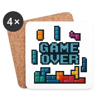 Pixel-Art Game Over Design - Untersetzer (4er-Set) - Weiß - Vorne