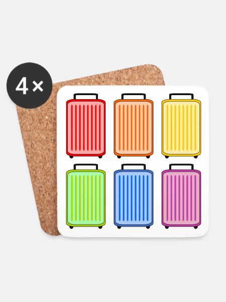KOFFER REGENBOGEN - Untersetzer (4er-Set) - Weiß