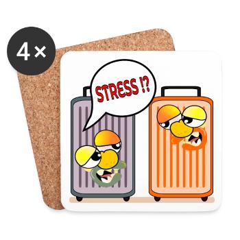 FERIEN STRESS URLAUBSKOFFER - Untersetzer (4er-Set) - Weiß - Vorne