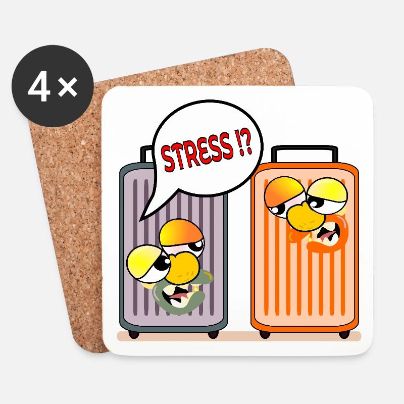 FERIEN STRESS URLAUBSKOFFER - Untersetzer (4er-Set) - Weiß