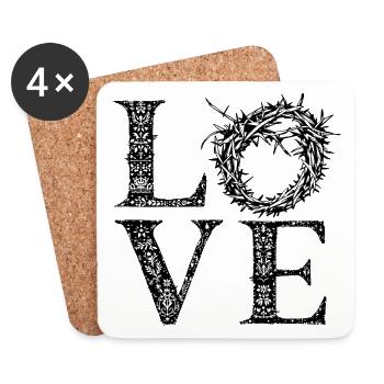 AMOUR avec couronne d’épines - Dessous de verre (lot de 4) - blanc - Devant