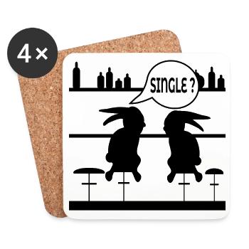 FUNNY SINGLE RABBIT - Coasters (set of 4) - white - Front