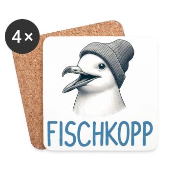 Moin Möwe Vogel Fischkopp Hamburg Beanie Mütze - Untersetzer (4er-Set) - Weiß - Vorne