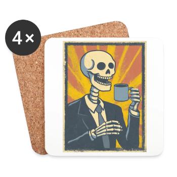 Kaffee oder Grab – was soll’s! - Untersetzer (4er-Set) - Weiß - Vorne