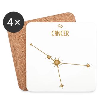 Cancer Zodiac Sign Star Constellation Golden Tones - Coasters (set of 4) - white - Front
