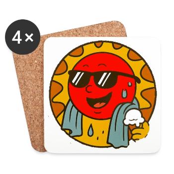 Sungus avec une ambiance estivale fraîche - Dessous de verre (lot de 4) - blanc - Devant
