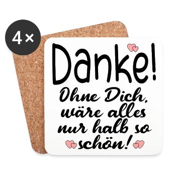 DANKE PARTNERSCHAFT FREUNDSCHAFT - Untersetzer (4er-Set) - Weiß - Vorne