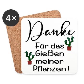 PFLANZENBEWÄSSERUNG DANKE URLAUB - Untersetzer (4er-Set) - Weiß - Vorne