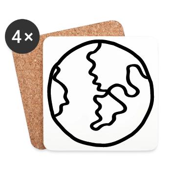 Planète Terre Doodle de l’espace - Dessous de verre (lot de 4) - blanc - Devant