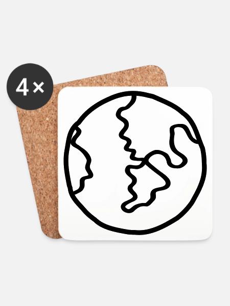 Planet Earth Space Doodle - Coasters (set of 4) - white