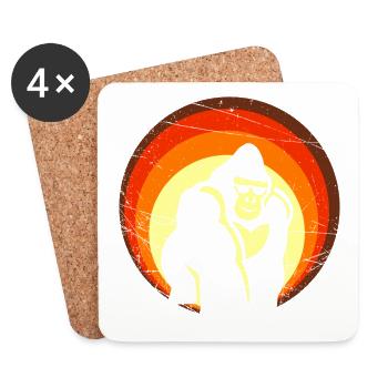 Retro Sonnenuntergang Gorilla Design - Untersetzer (4er-Set) - Weiß - Vorne
