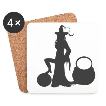 hexen silhouette kristallkugel - Untersetzer (4er-Set) - Weiß - Vorne