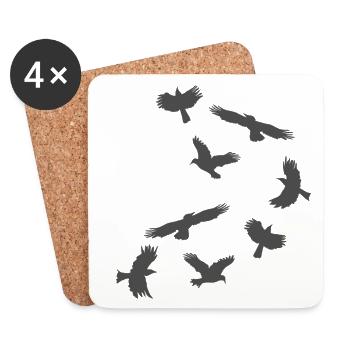 Vogelschwarm Silhouetten im Flug - Untersetzer (4er-Set) - Weiß - Vorne