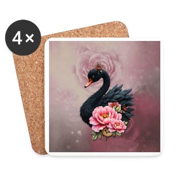 Une touche de rose et la lueur d’un cygne. - Dessous de verre (lot de 4) - blanc - Devant