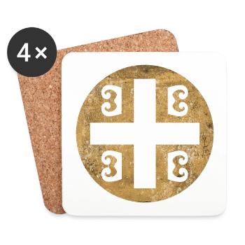 Serbian cross with a golden circle - Coasters (set of 4) - white - Front