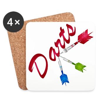 Fléchettes colorées avec lettrage de fléchettes - Dessous de verre (lot de 4) - blanc - Devant