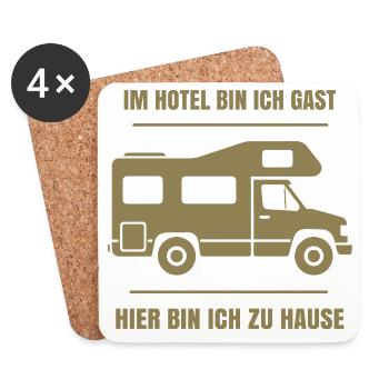 Cooler Dauercamper Spruch Wohnmobil Zuhause - Untersetzer (4er-Set) - Weiß - Vorne