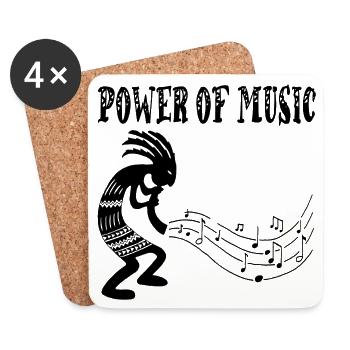 Musicien tribal noir - Dessous de verre (lot de 4) - blanc - Devant