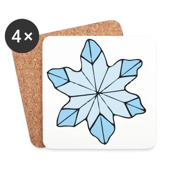Design élégant de fleur de glace bleue - Dessous de verre (lot de 4) - blanc - Devant