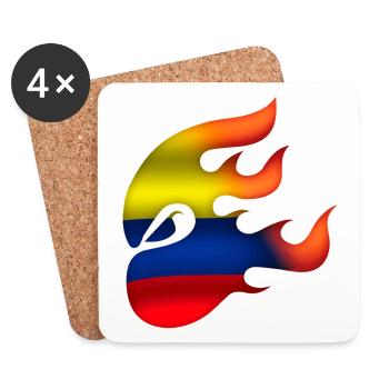 Drapeau de la Colombie - Colombie - Ninja - Dessous de verre (lot de 4) - blanc - Devant