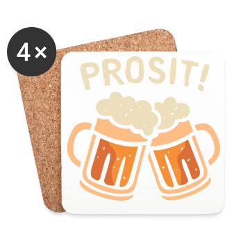 prosit Bier Fest - Biergläser Comic und Cartoon - Untersetzer (4er-Set) - Weiß - Vorne