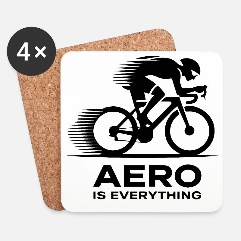 Aero Cyclist Silhouette Geschenk - Untersetzer (4er-Set) - Weiß