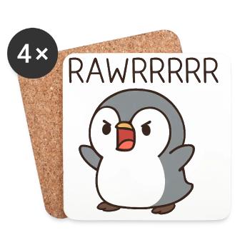 Süßer Pinguin Kostüm brüllen Cartoon Chibi - Untersetzer (4er-Set) - Weiß - Vorne