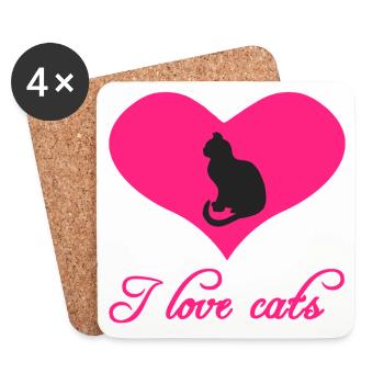 i love cats, herzen, frauen - Untersetzer (4er-Set) - Weiß - Vorne