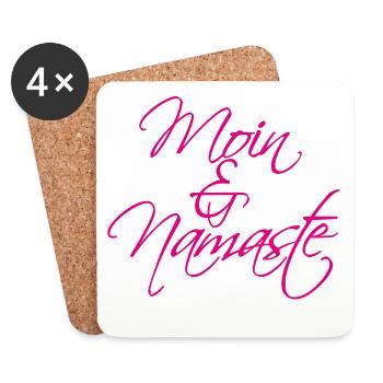 Moin & Namaste, magenta - Coasters (set of 4) - white - Front