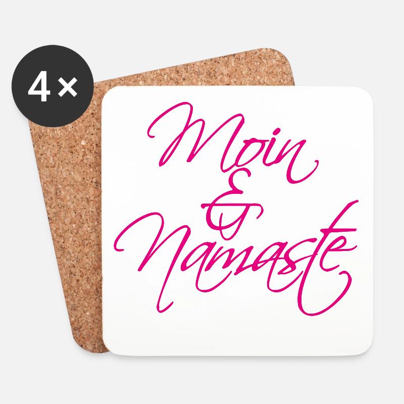 Moin & Namaste, magenta - Untersetzer (4er-Set) - Weiß