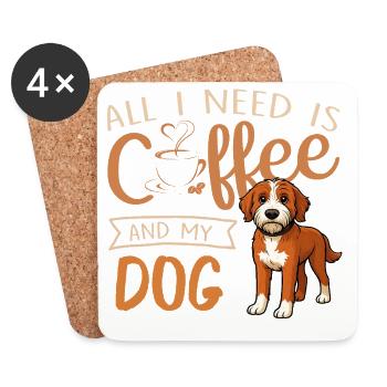 Café, chien et moi - Dessous de verre (lot de 4) - blanc - Devant